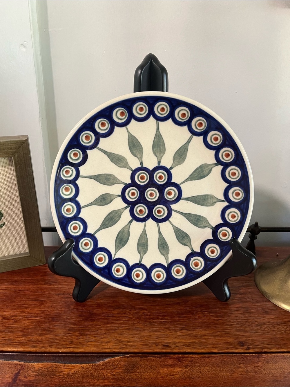 Boleslawiec Polish Handcrafted Pottery Dessert Plate "Peacock" Pattern